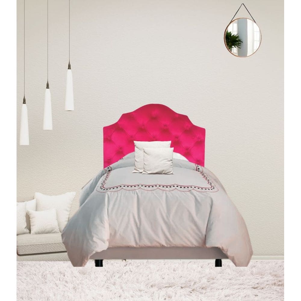 Cabeceira Solteiro Estofada Captonê Deluxe em Veludo Pink