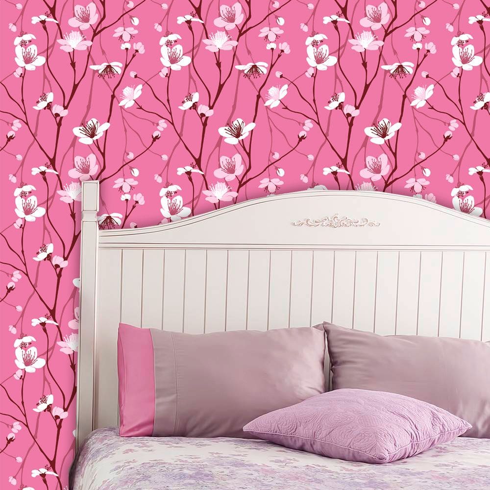 Papel de Parede Adesivo Lavável Floral Pétala Branca
