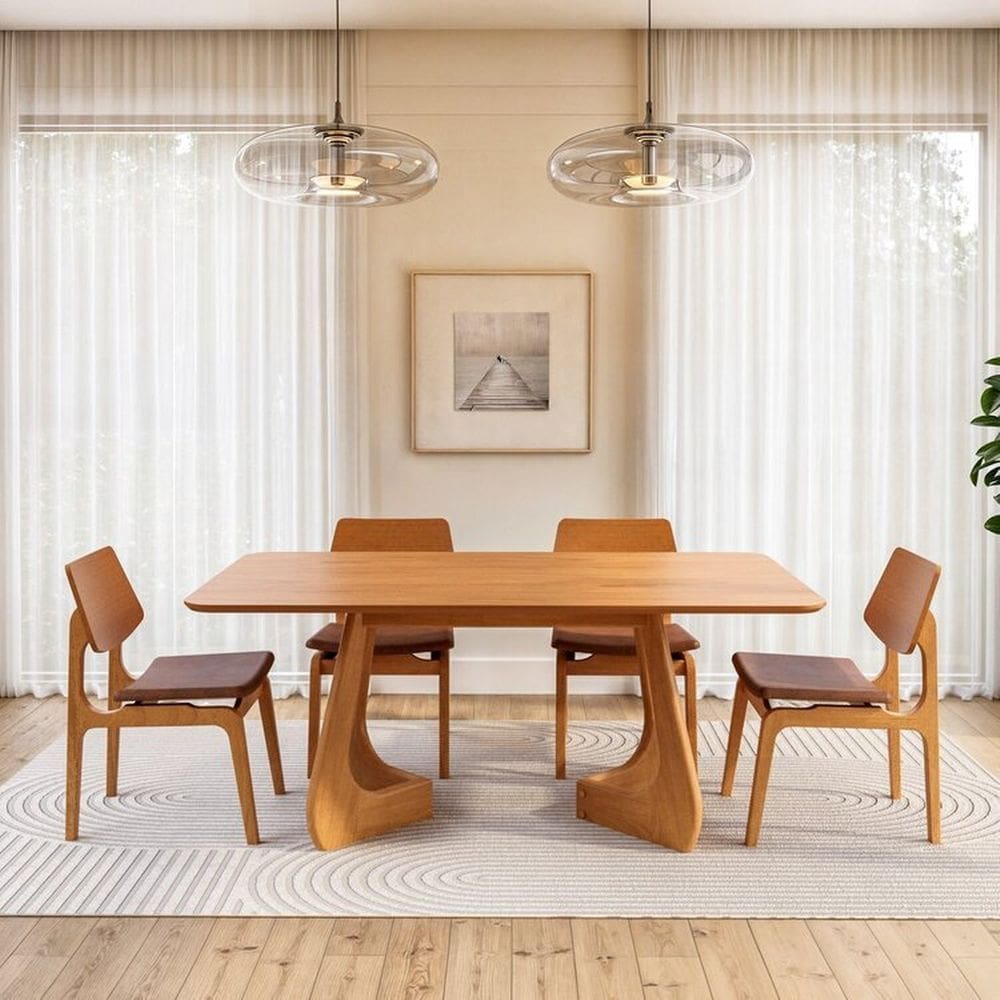 Kit Mesa de Jantar Paineira 180cm e 4 Cadeiras Jandaia CabeCasa MadeiraMadeira Amendoa