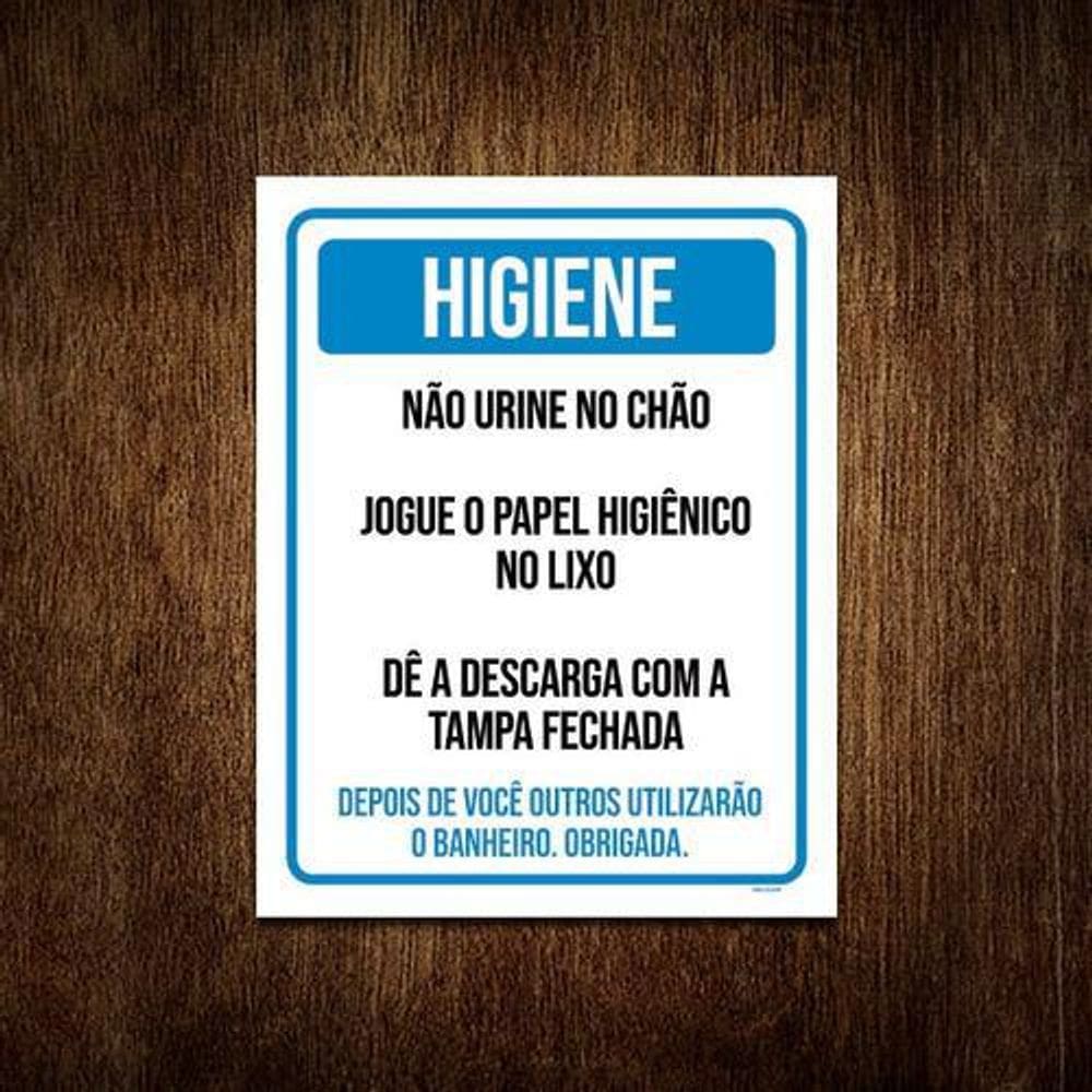 Placa De Sinalização - Higiene Não Urine No Chão 18x23