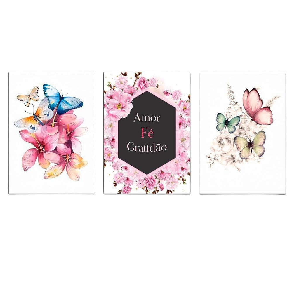 Fé, Amor, Gratidão Quadro Decorativo 30X20Cm