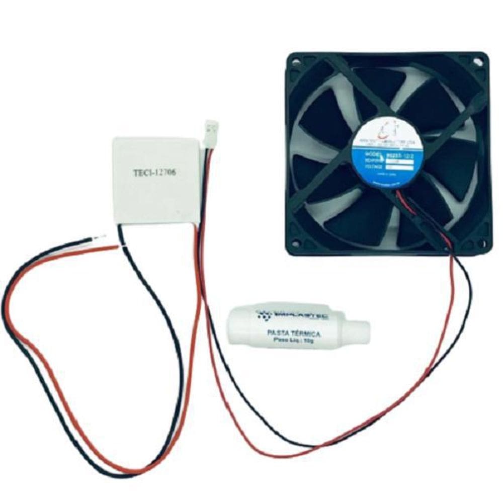 Pastilha Peltier -12706 + Cooler 12V + Pasta Térmica