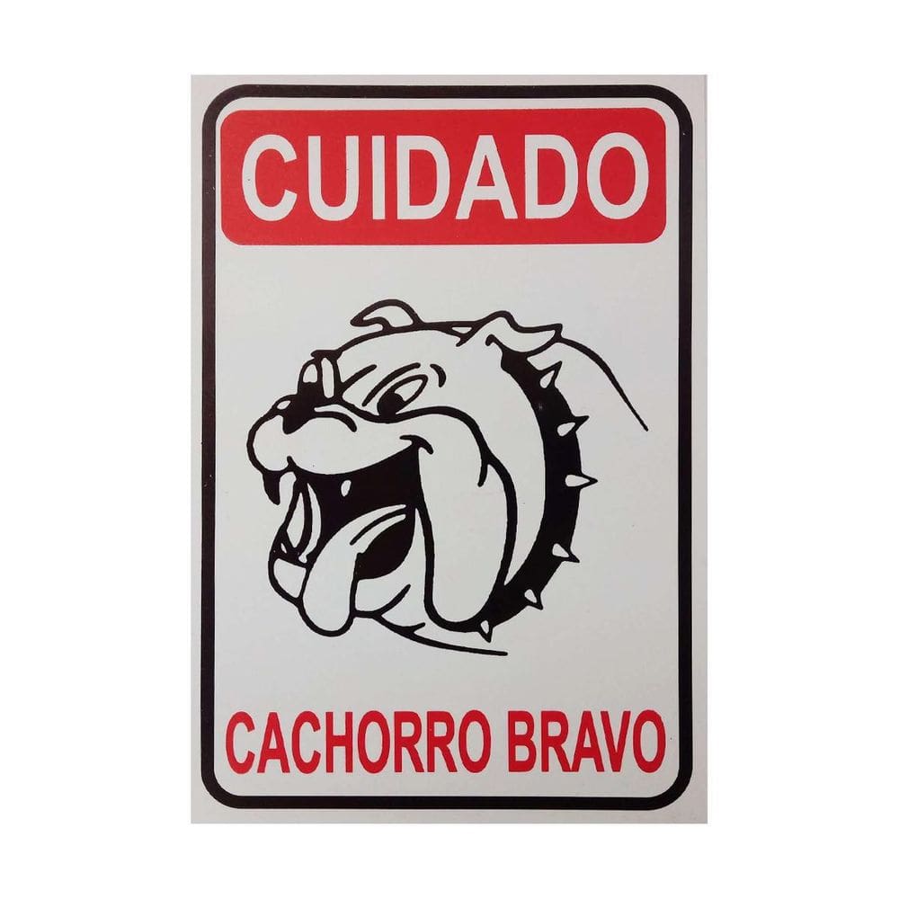 Placa De Sinalização Cuidado Cachorro Bravo 20X30 - Ps28 F5E