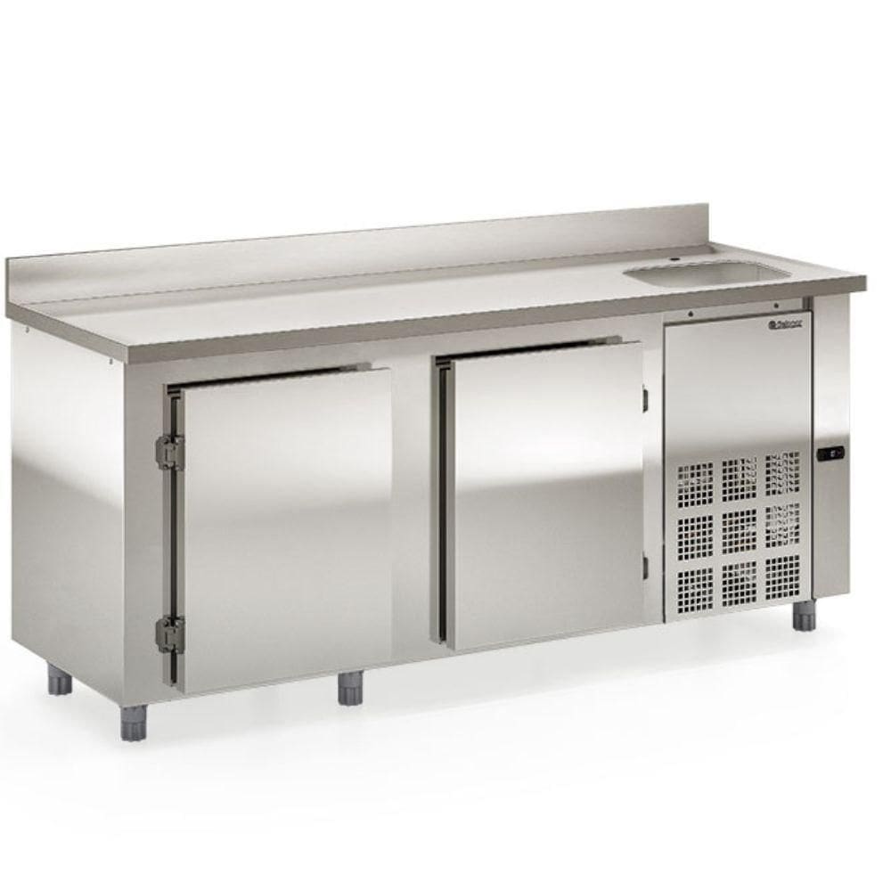 Balcão De Encosto Com 2 Portas E 1 Pia Lado Direito Gbfe200cd Gelopar Balcão 556 Litros Inox 220v