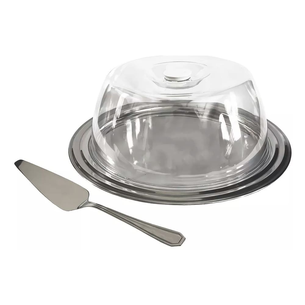 Porta Bolo Inox Com Tampa De Acrílico Fratelli Boleira Suporte Para Bolos Com Espátula