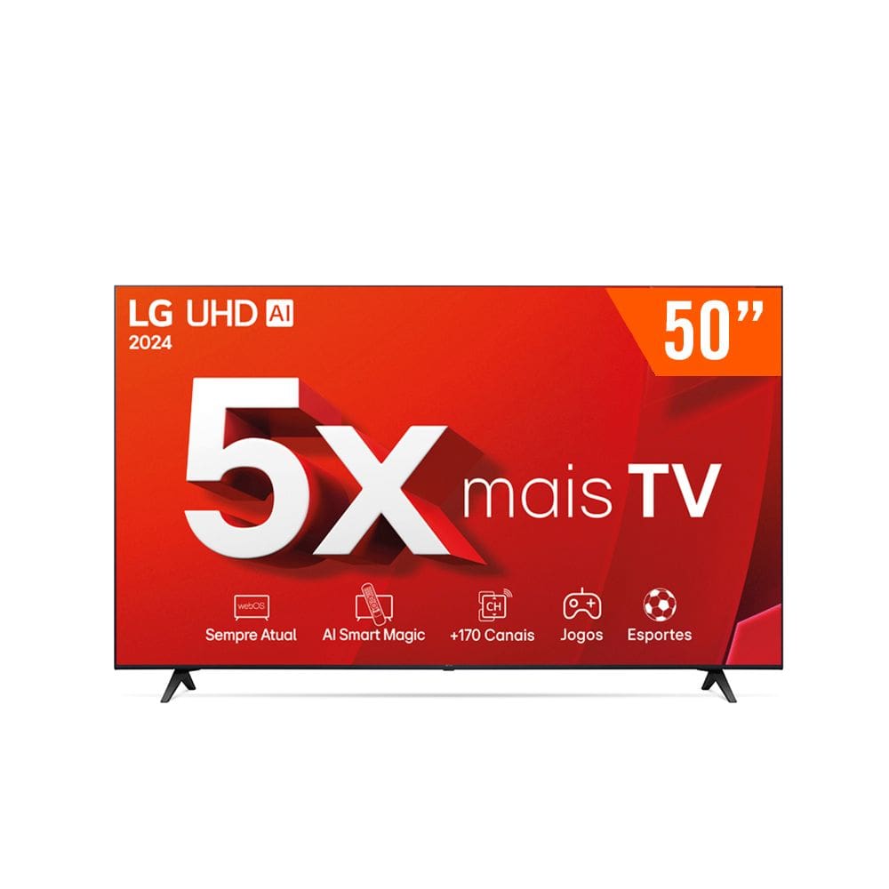 Smart TV LED 50" Ultra HD 4K LG 50UT8050PSA ThinQ AI Alexa HDR10 3 HDMI 2 USB Wi-Fi Bluetooth