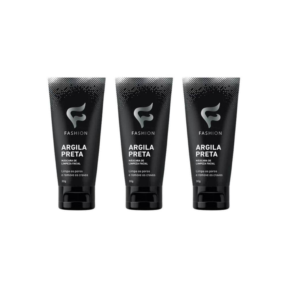 Mascara Facial Fashion Argila Preta Remove Cravos 30G - 3Un
