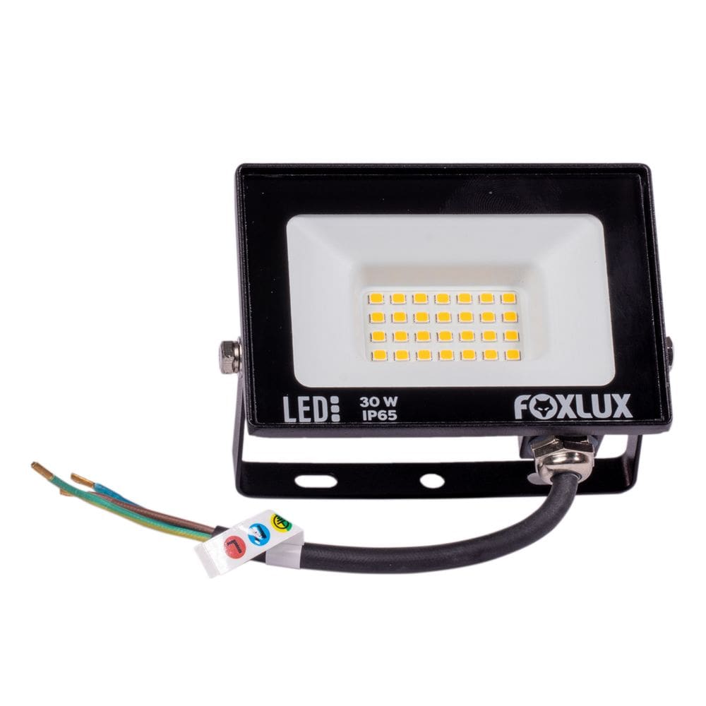 Refletor Led 30W 3000K Preto Bivolt Foxlux