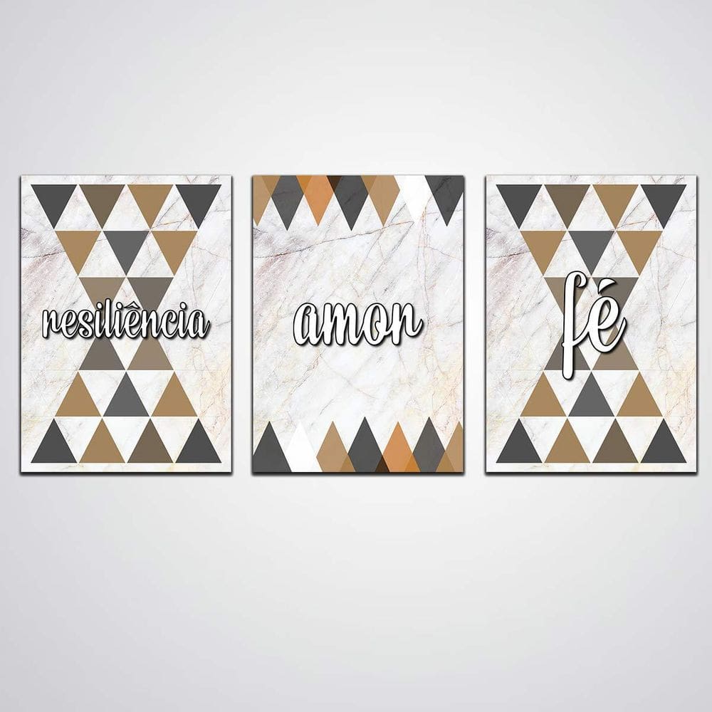 Quadro Resiliencia Amor E Fé Kit De Quadros Decorativo A4