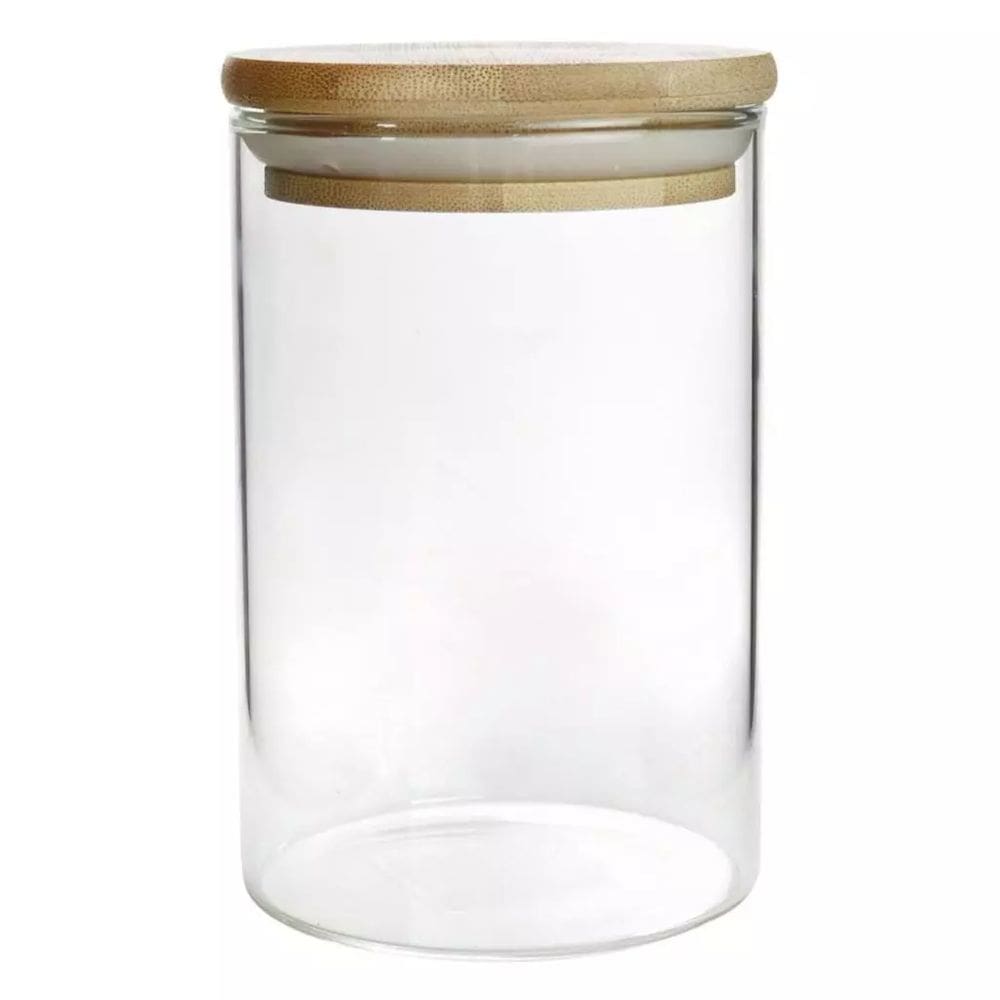 Pote Hermético de Vidro Com Tampa De Bambu 200ml