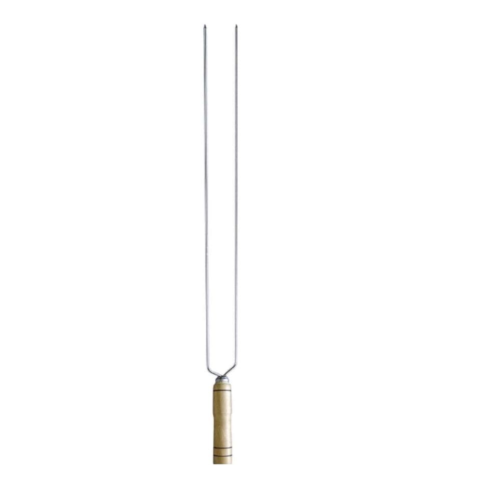 Espeto Duplo Aço Inoxidável Cabo De Madeira 75Cm Simonaggio