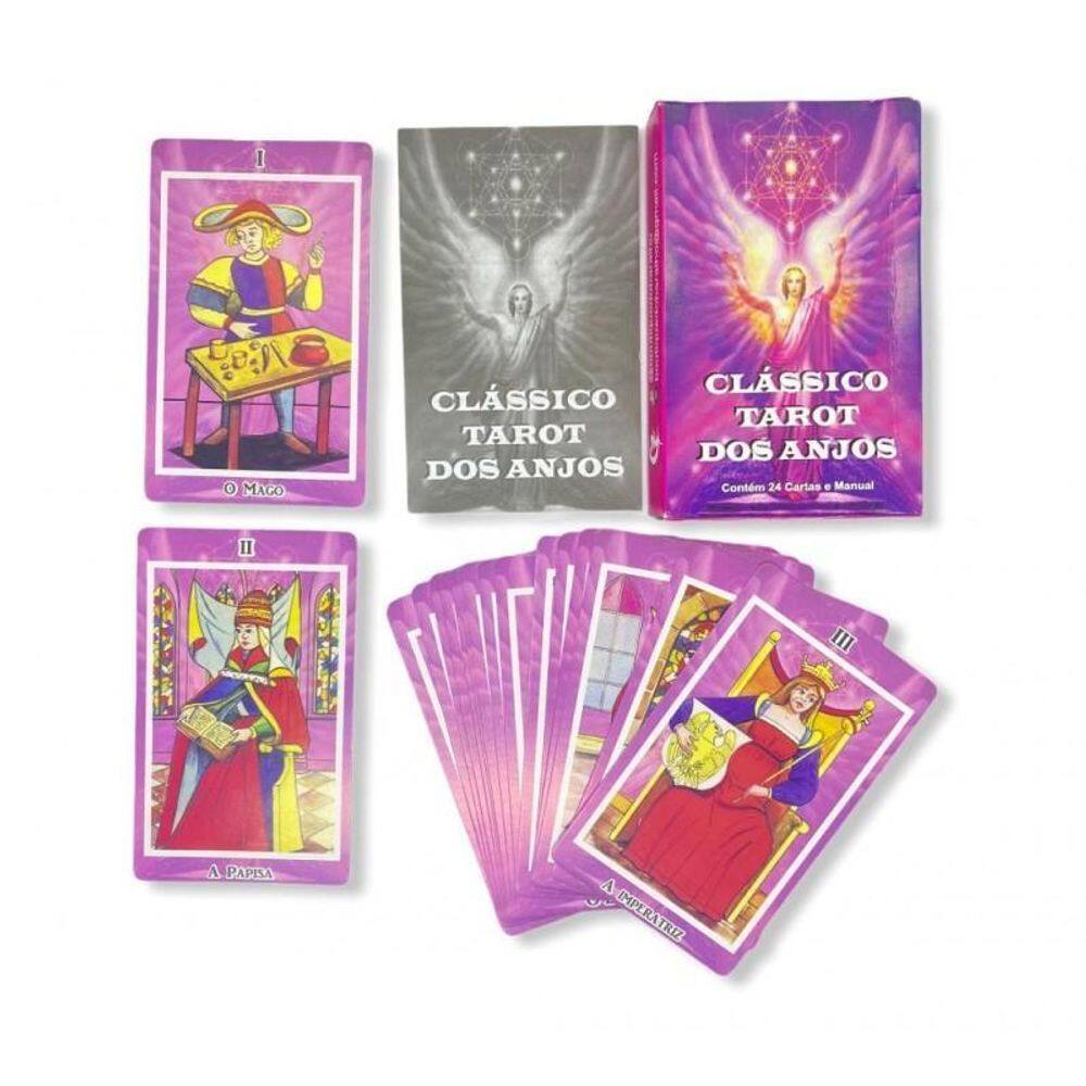 Baralho Clássico Tarot Dos Anjos Rosa 22 Cartas Com Manual