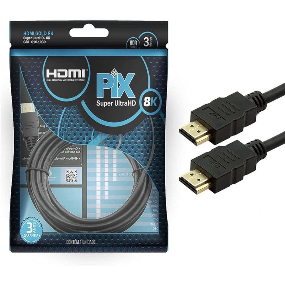 Cabo Hdmi Gold 2.1 8K Hdr 19P 3 Metros Pix 018-1030