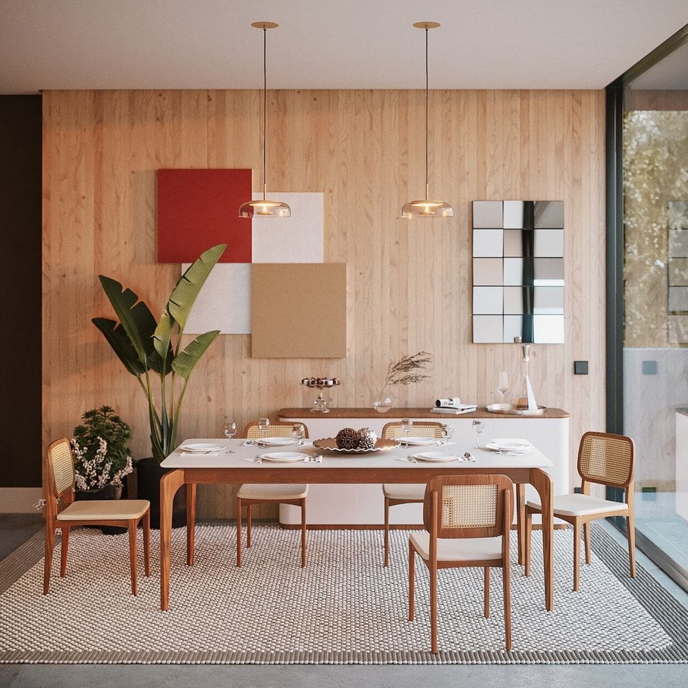 Mesa de Jantar Portugal em Madeira Maciça e Mdf L 160 X P 90 X Alt 77 Natural/Off White