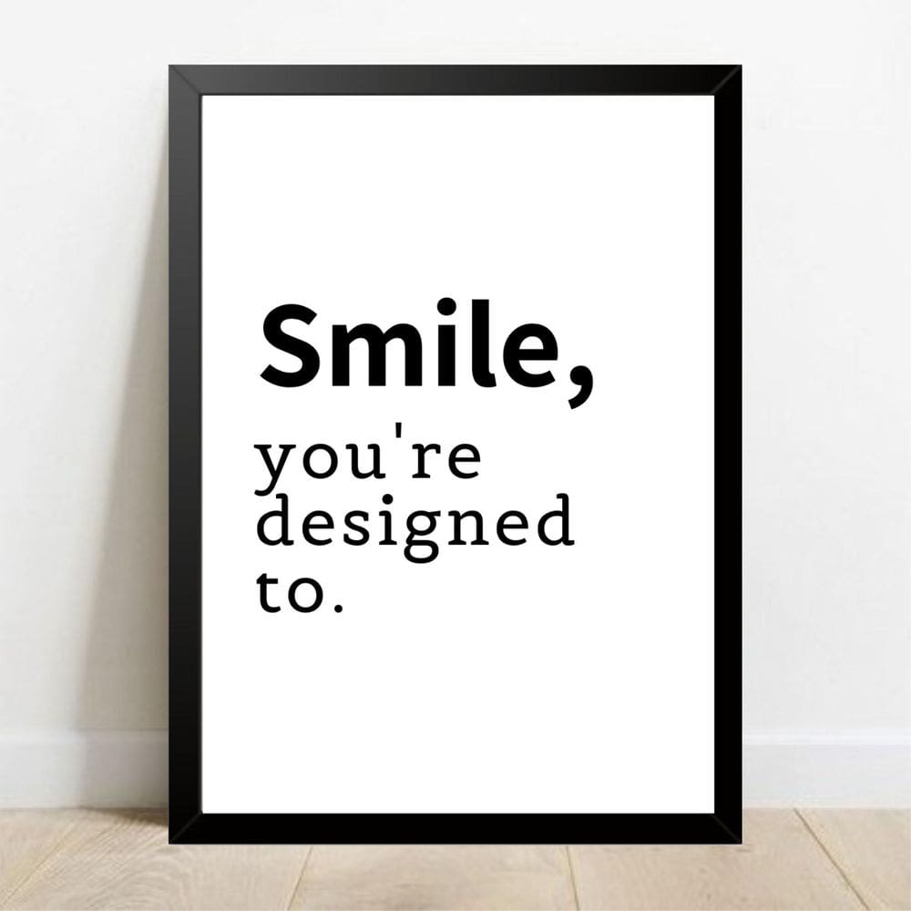 Quadro Decorativo Smile - Moldura Preta E Vidro A4
