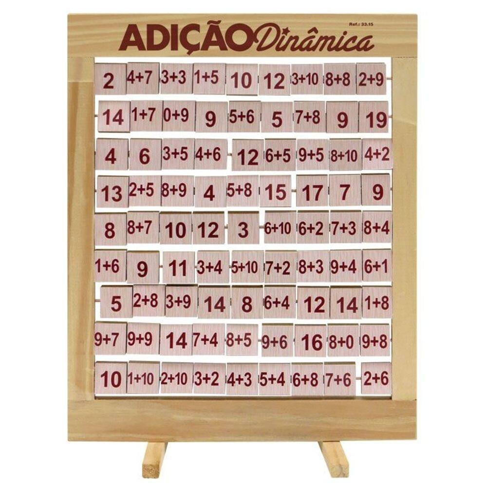 Adição Dinâmica com 81 peças giratórias em madeira