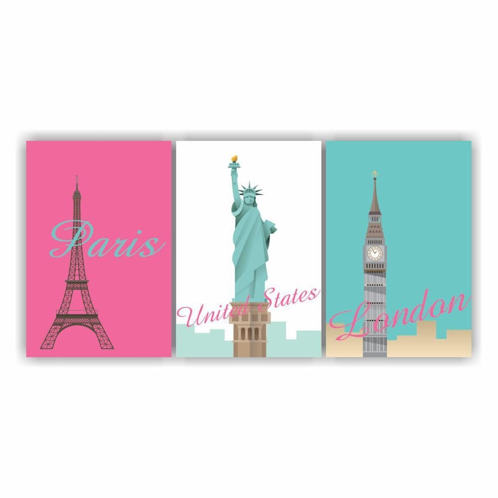 Quadros Decorativos Monumentos 3 Peças 30X20 Cm Qcjmt 01