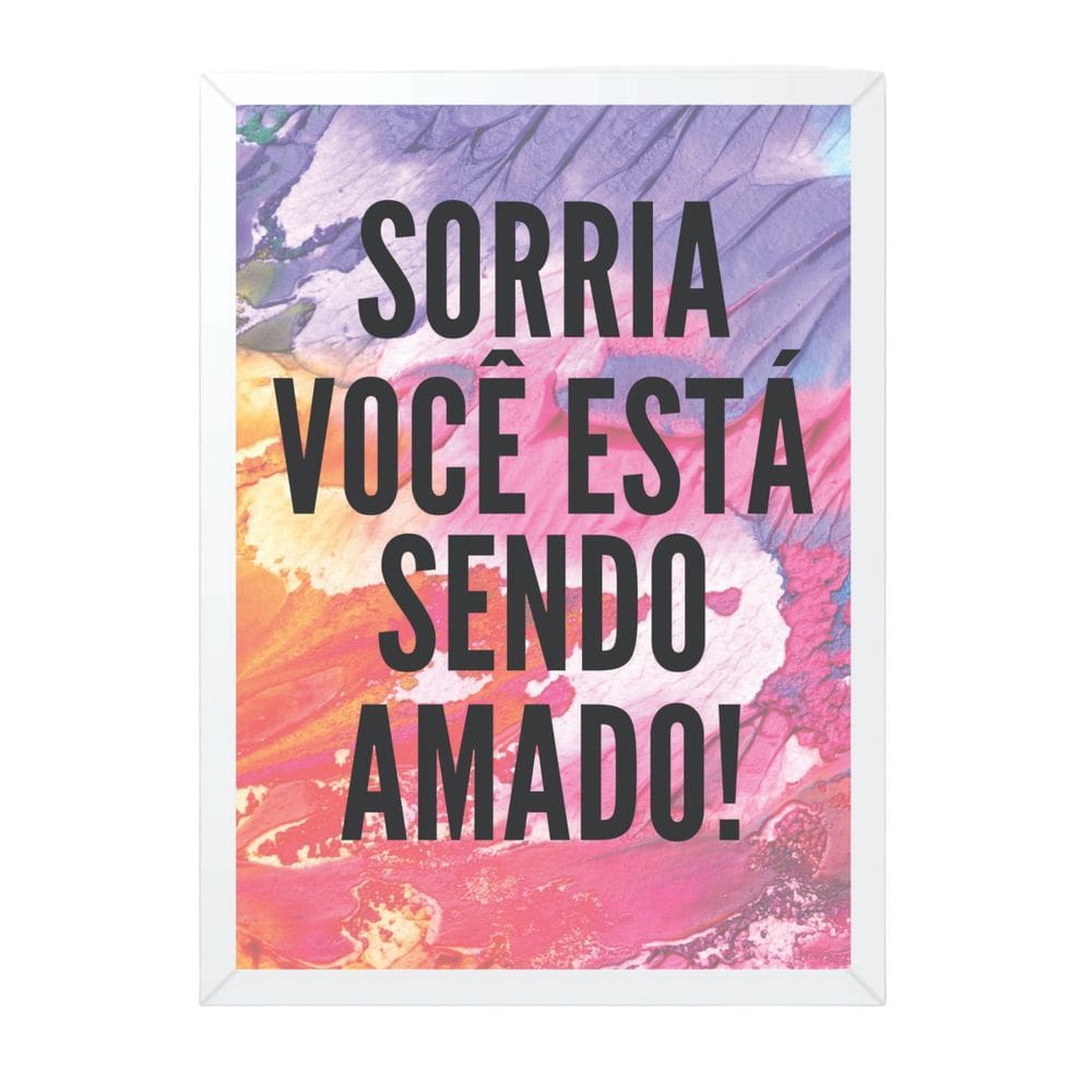 Quadro Decorativo Sorria - Moldura Branca E Vidro A4