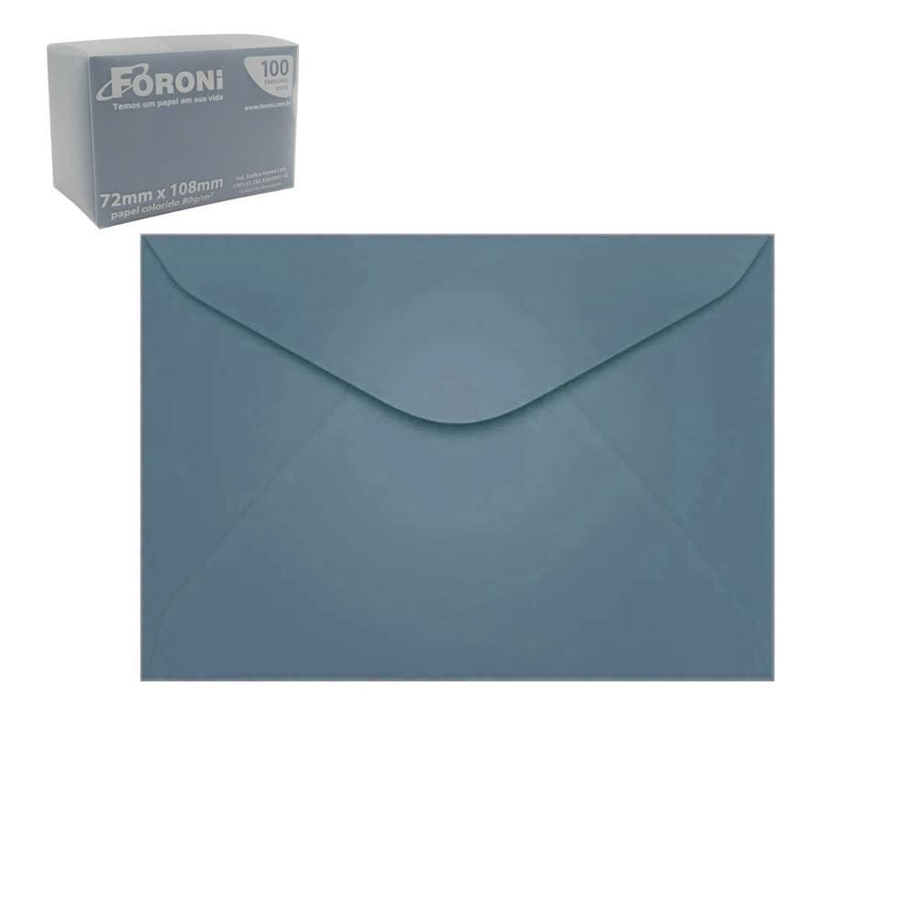 Envelope Visita Foroni 80G 72X108Mm Azul Claro Com 100 Unid