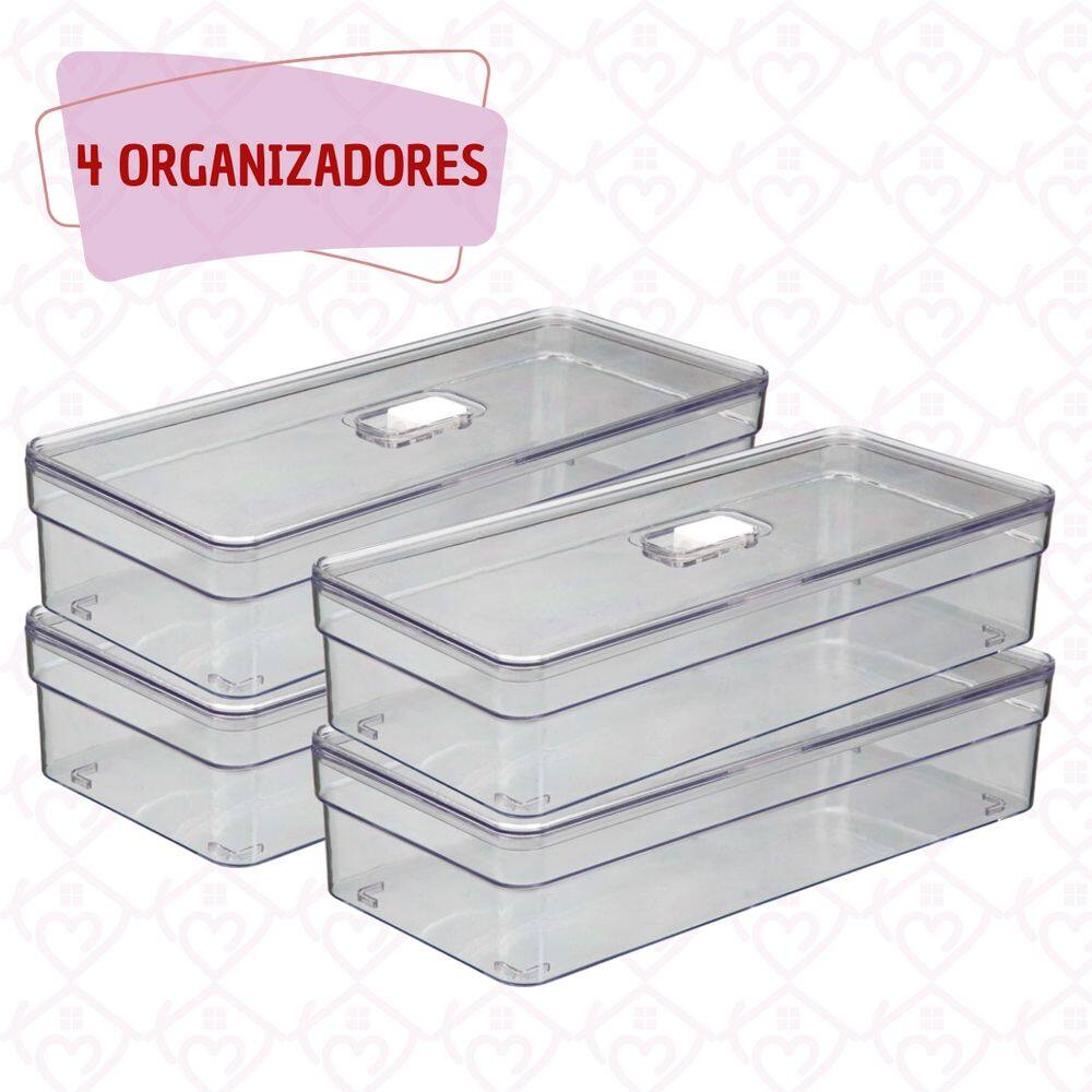 Kit 4 Organizador De Ovos Ideal Geladeira Armario Transparente
