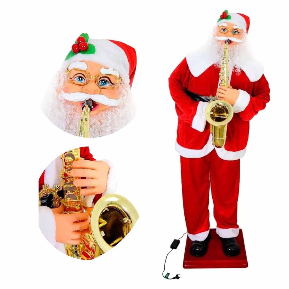 Papai Noel Gigante Dança Saxofone Natal Musical Natalino Loja Decoração Sensor