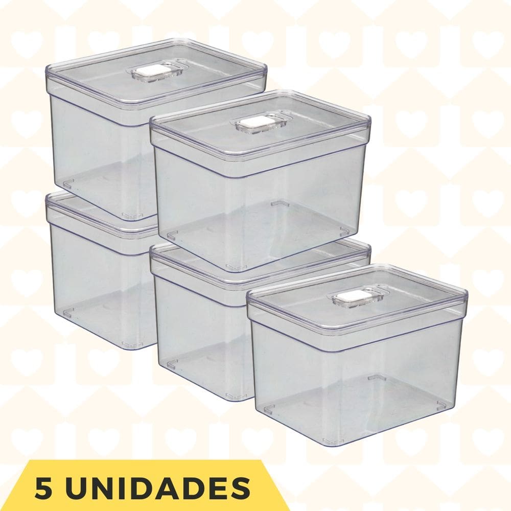 Caixa Organizaodora Transparente Acrilico Quadrado Jogo 5 UN