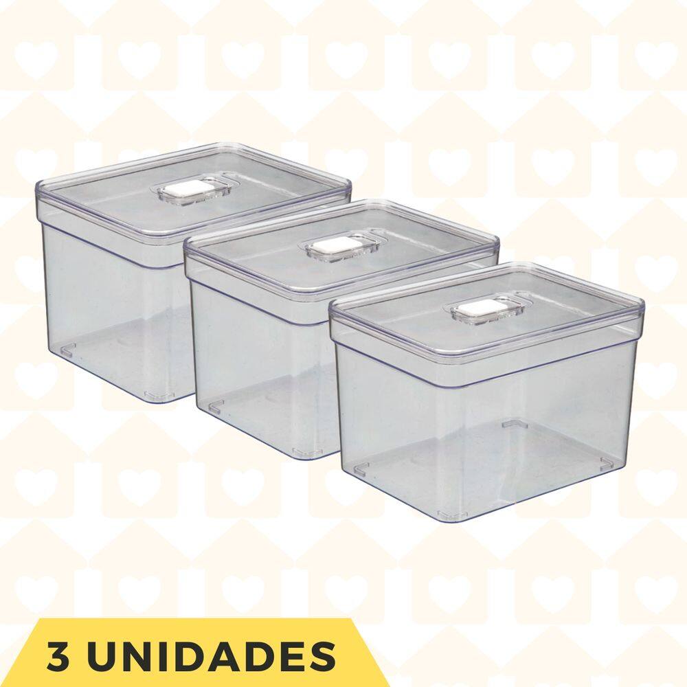 Caixa Organizaodora Transparente Acrilico Quadrado Jogo 3 UN