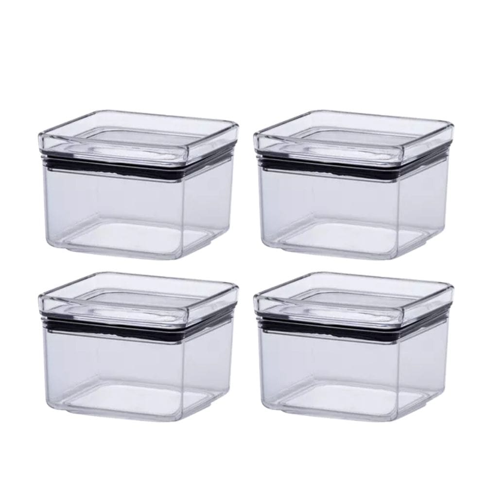 Kit com 4 Potes Hermético Mantimentos Recipientes De Acrílico 480ML Transparente Alimentos Empilhável Cozinha