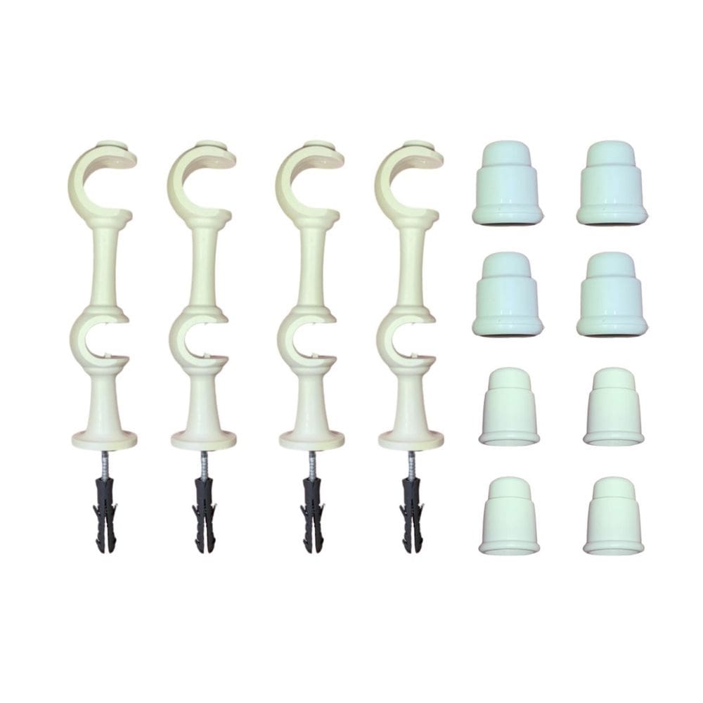 Kit 4 Suporte Varão Duplo Cortina C/ Ponteira 19-28mm Branco
