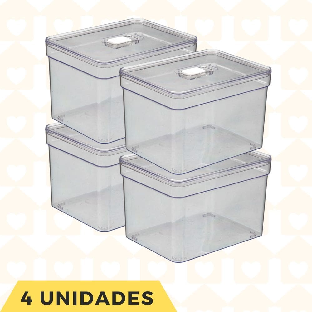 Caixa Organizaodora Transparente Acrilico Quadrado Jogo 4 UN