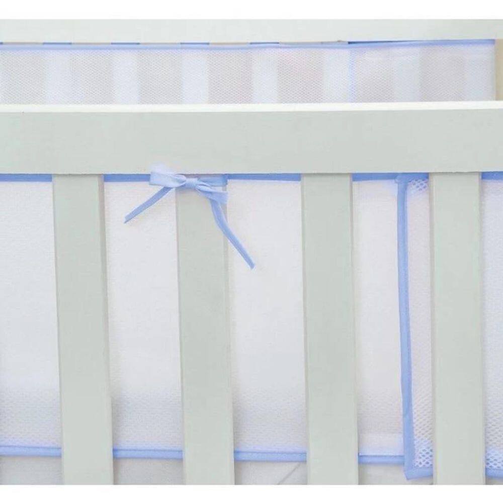 Protetor Lateral Tela Para Berço Americano Respirável Azul