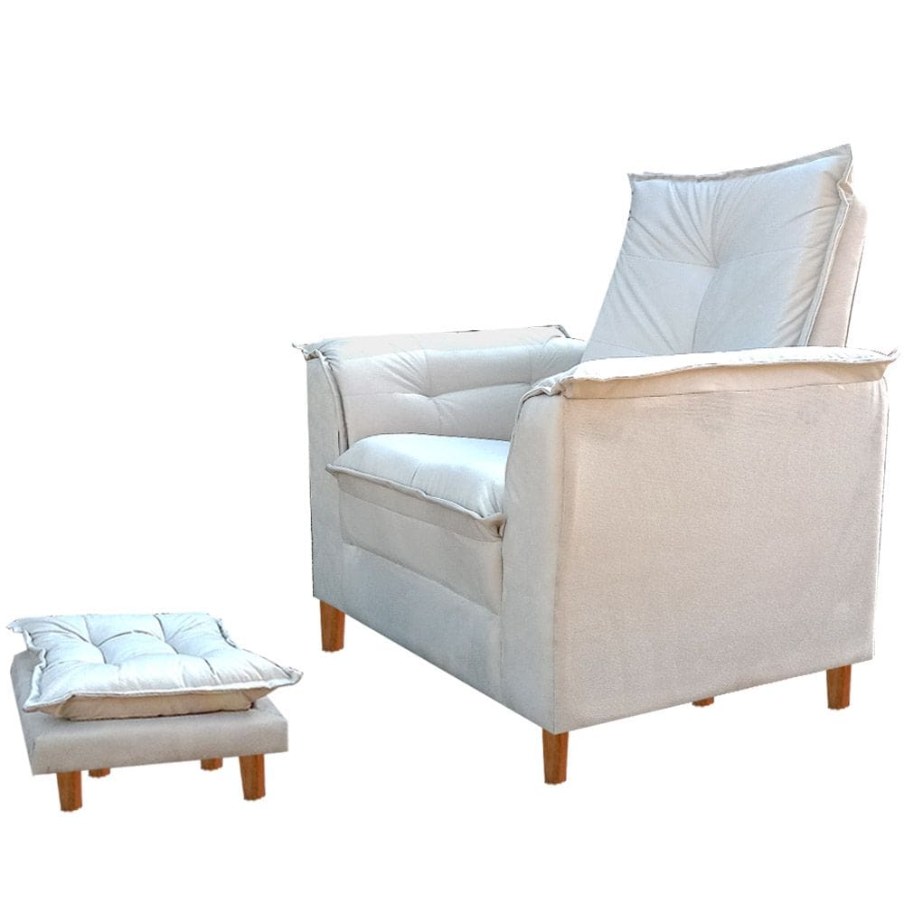 Poltrona Para Clinica De Estética Malu Puff e Almofada Bege Claro