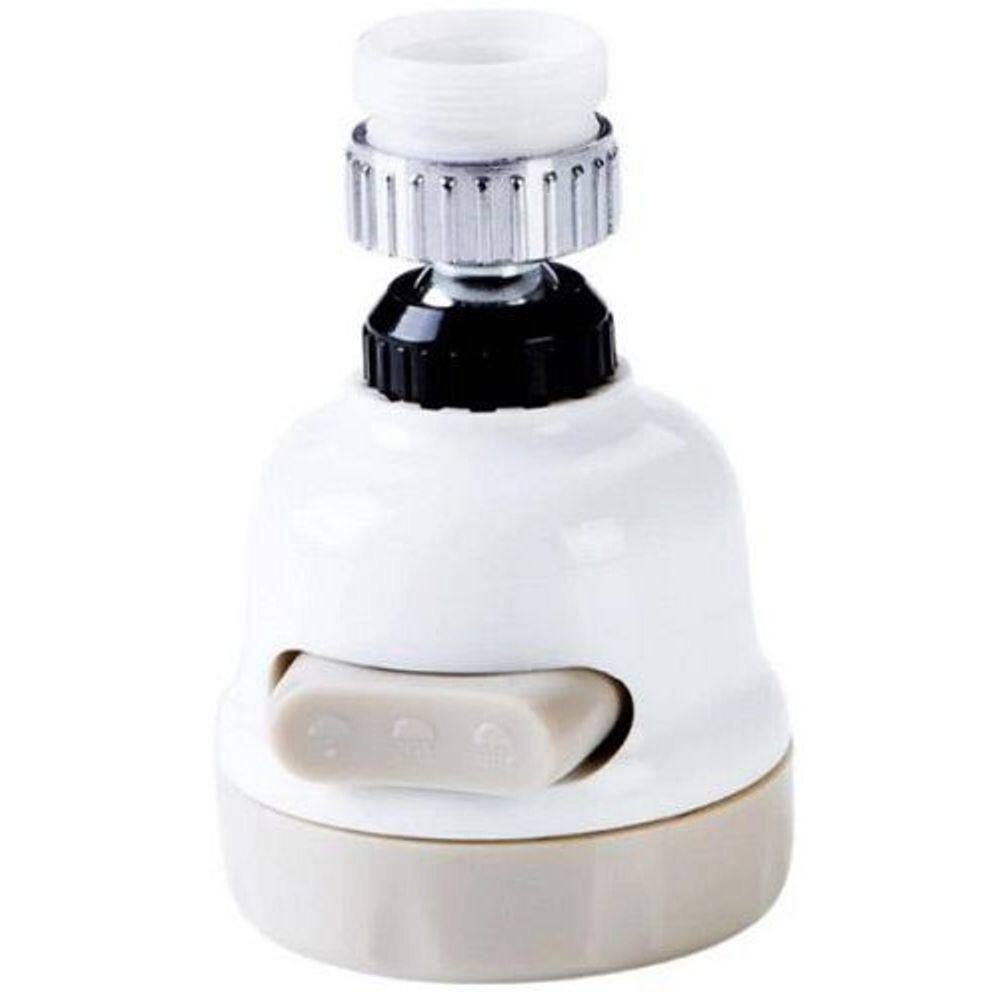 Adaptador Torneira Giratória 360 3 Jatos Branco 8,5cmx5,3cm
