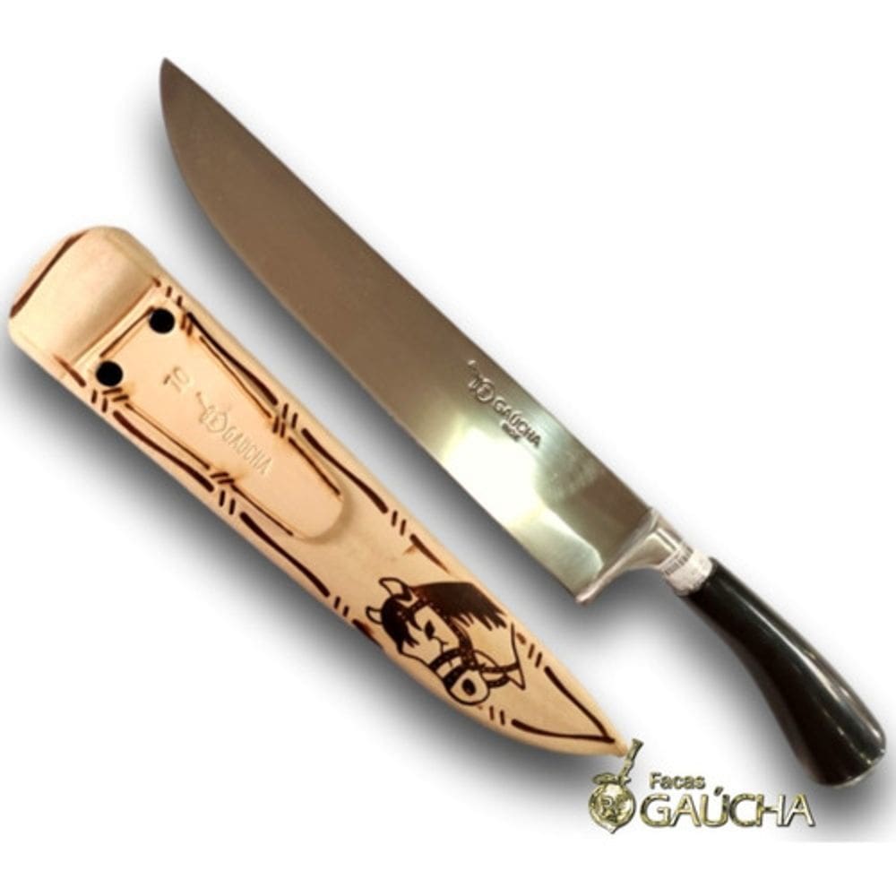 Faca Gaúcha Artesan Inox Cb Chifre Volteado 10 Pol C/ Bainha