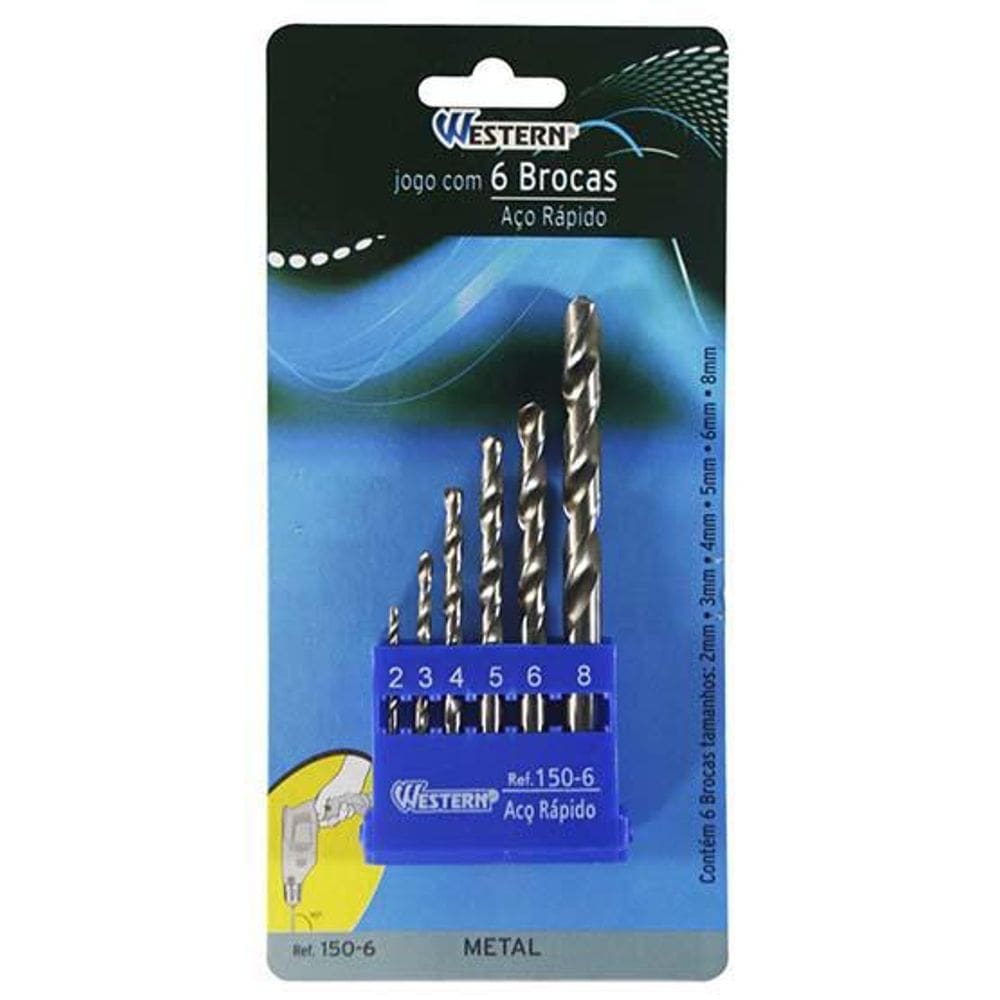 Jogo De Broca De Aco Rapido Para Metal Com 6 Pecas + Estojo