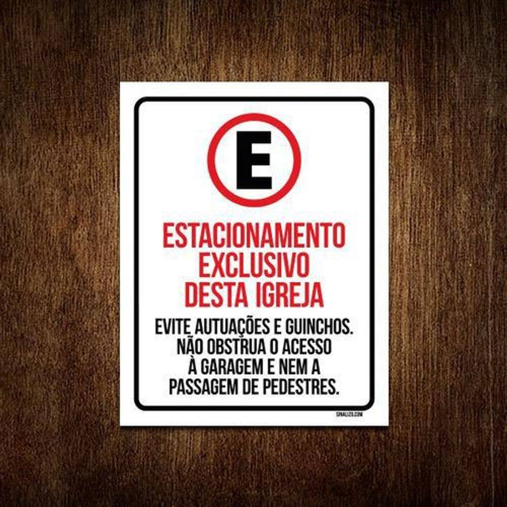 Kit 5 Placas - Estacionamento Exclusivo Igreja