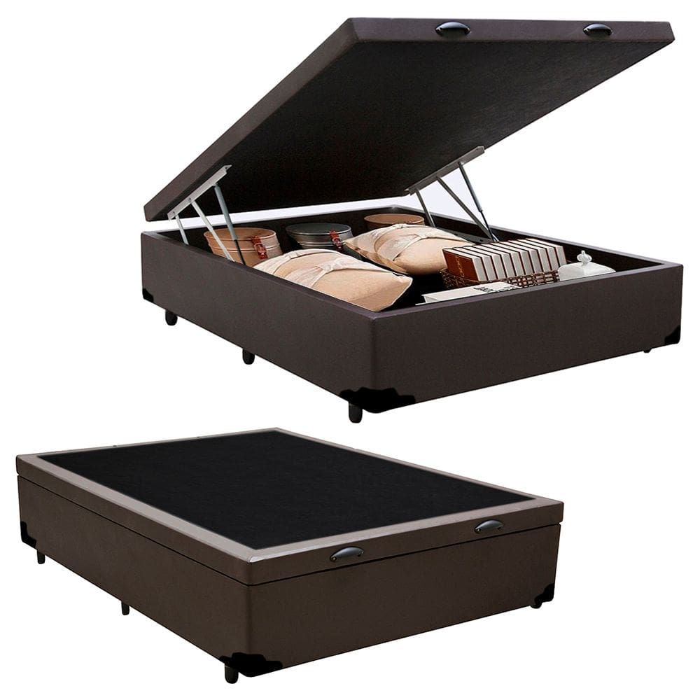 Cama Box Baú Viúva SerenePrime Sintético Marrom 44x128x188