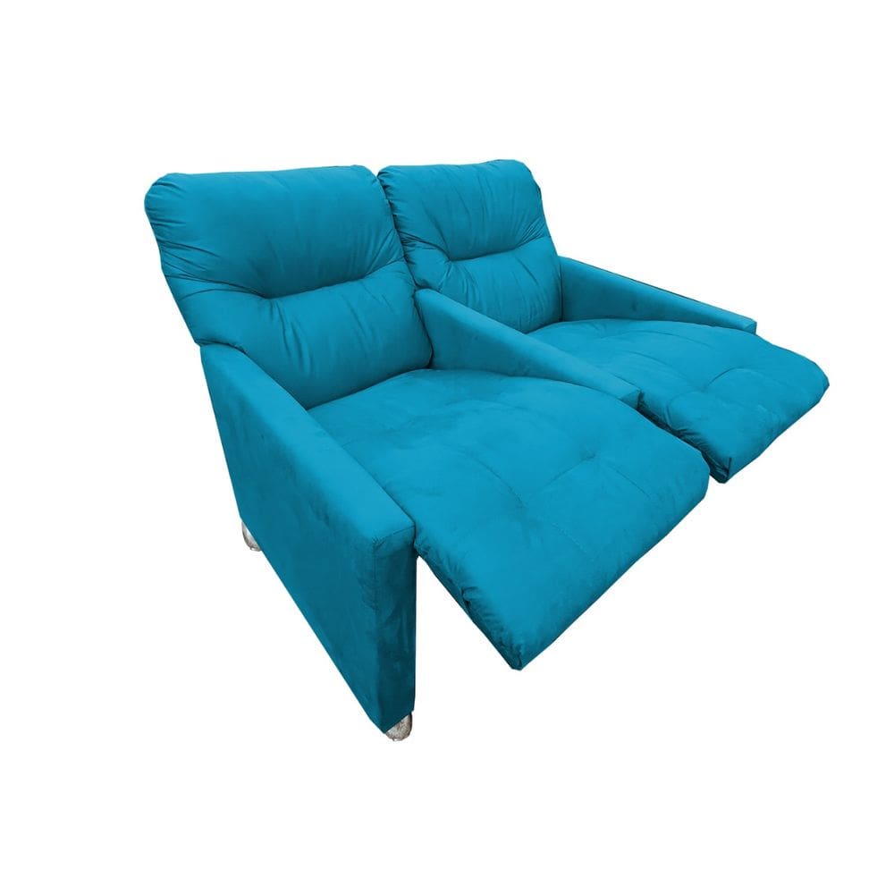 Poltrona 2 Lugares Reclinável Sala Cinema Jetta Turquesa