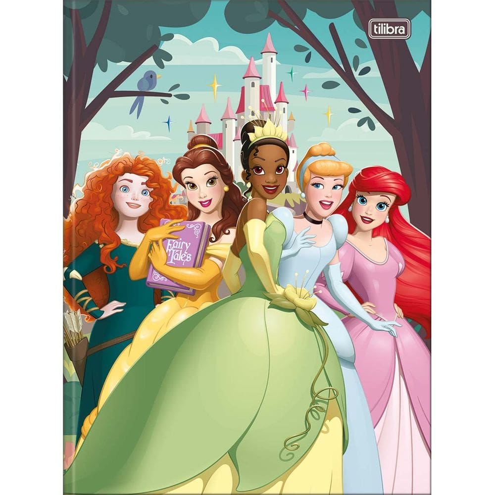 Caderno Escolar Brochura Capa Dura Princesas 48 Folhas 1 Materia Tilibra | Desenho Animado