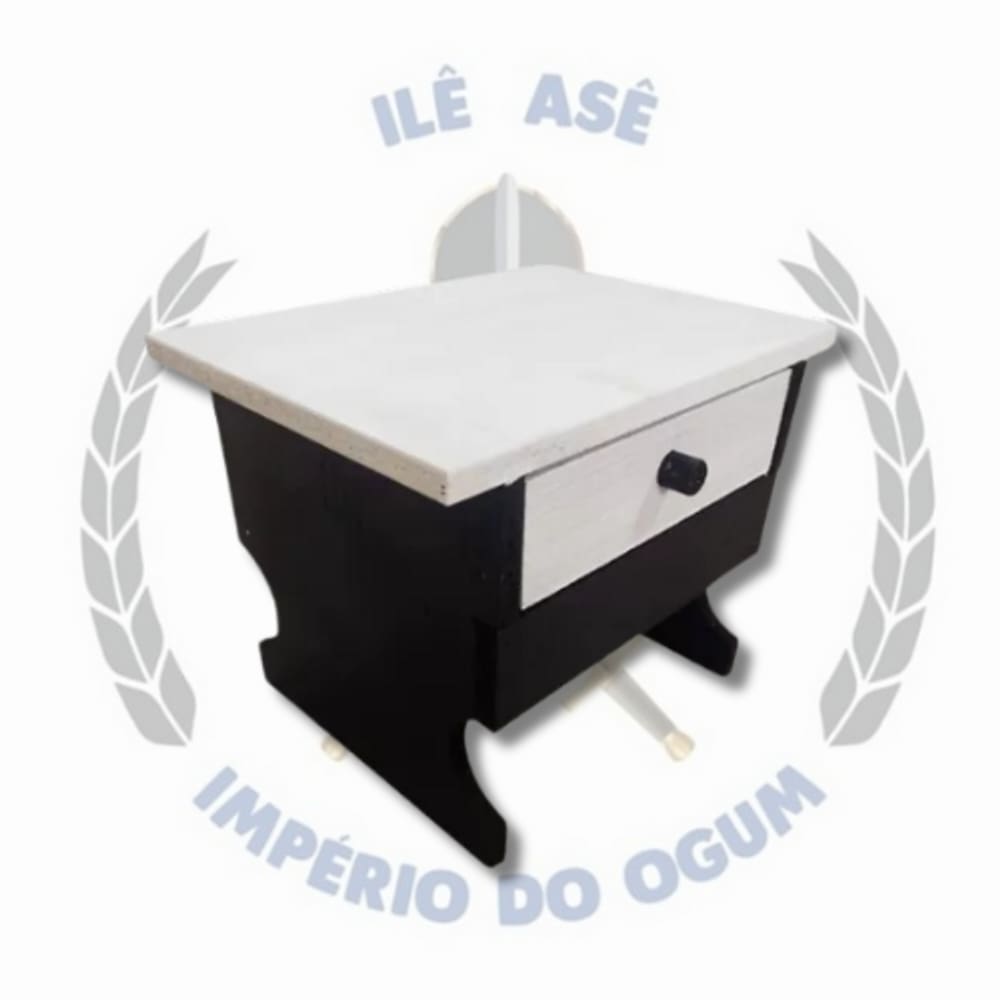 Banco De Madeira Preto Velho C/Gaveta - Preto E Branco
