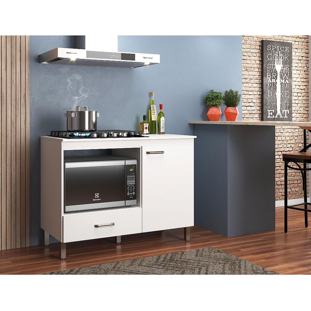 Balcão para cooktop 1 porta - Roma branco