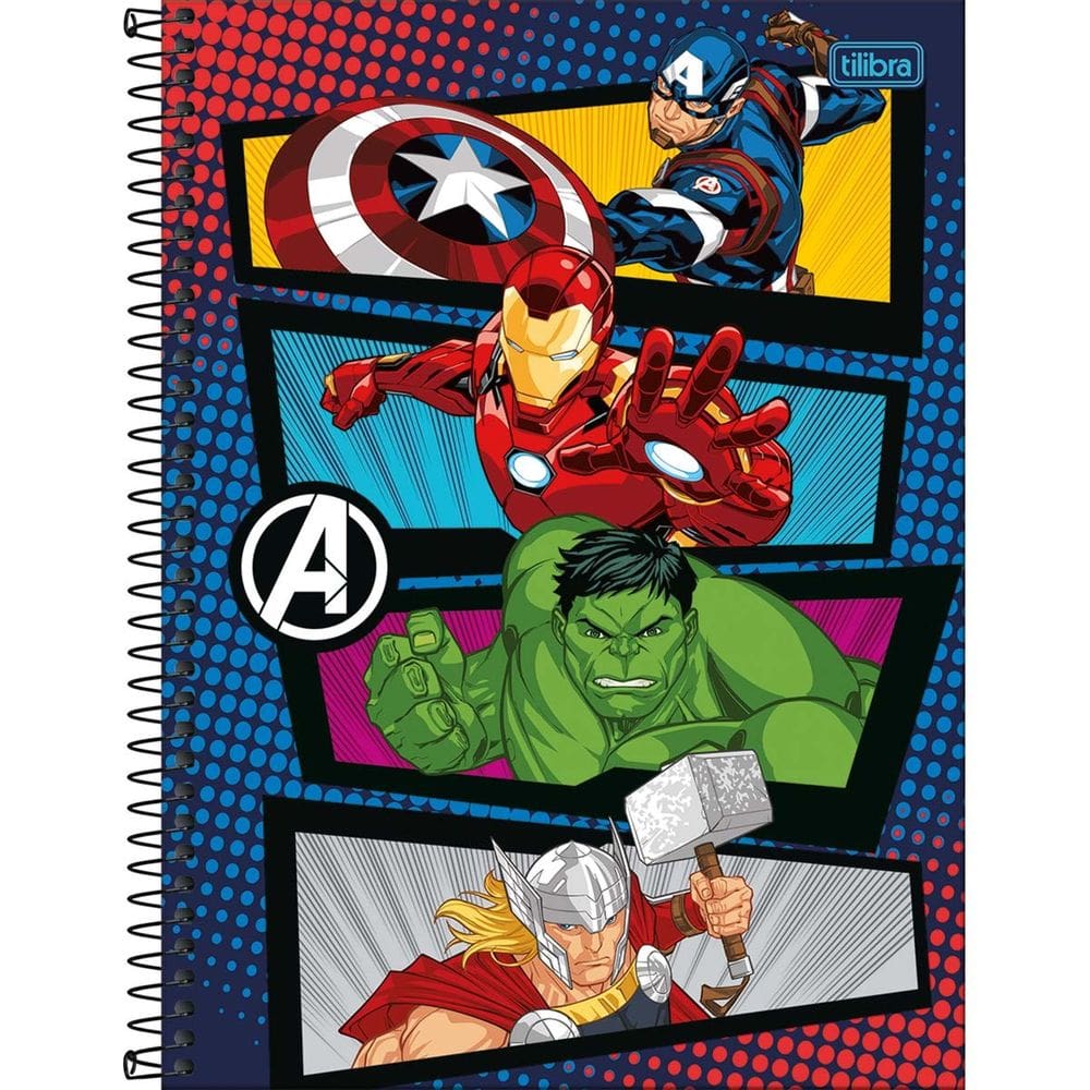 Caderno Espiral Universitário 1 Matéria Avengers Fit (Vingadores) 80 Folhas Tilibra