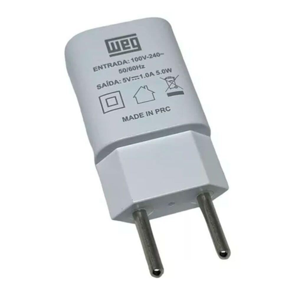 Fonte USB PLUG WEG Padrao NBR 14136/USB-A 100-240V Potencia 10W 2A 5V Branco