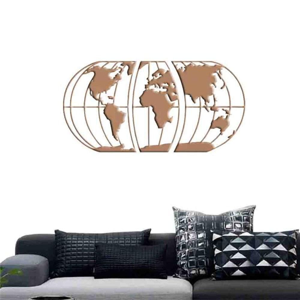 Quadro Decorativo Mapa Mundi Planisfério Vazado Mdf 3Mm 002