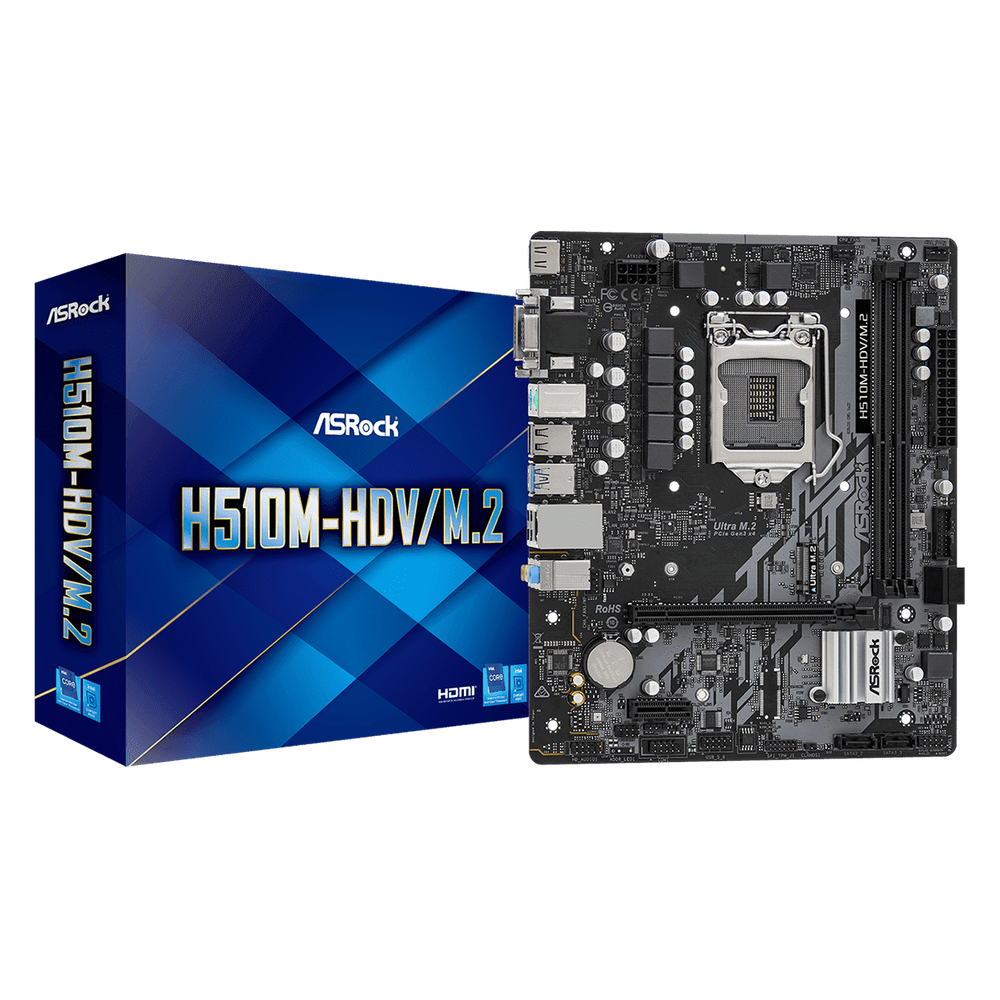 Placa Mae ASROCK LGA1200 H510M-HDV/M.2 2XDDR4 3200MHZ DIMM 64GB, 2XUSB 3.2, 4XUSB 2.0, 4XSATA
