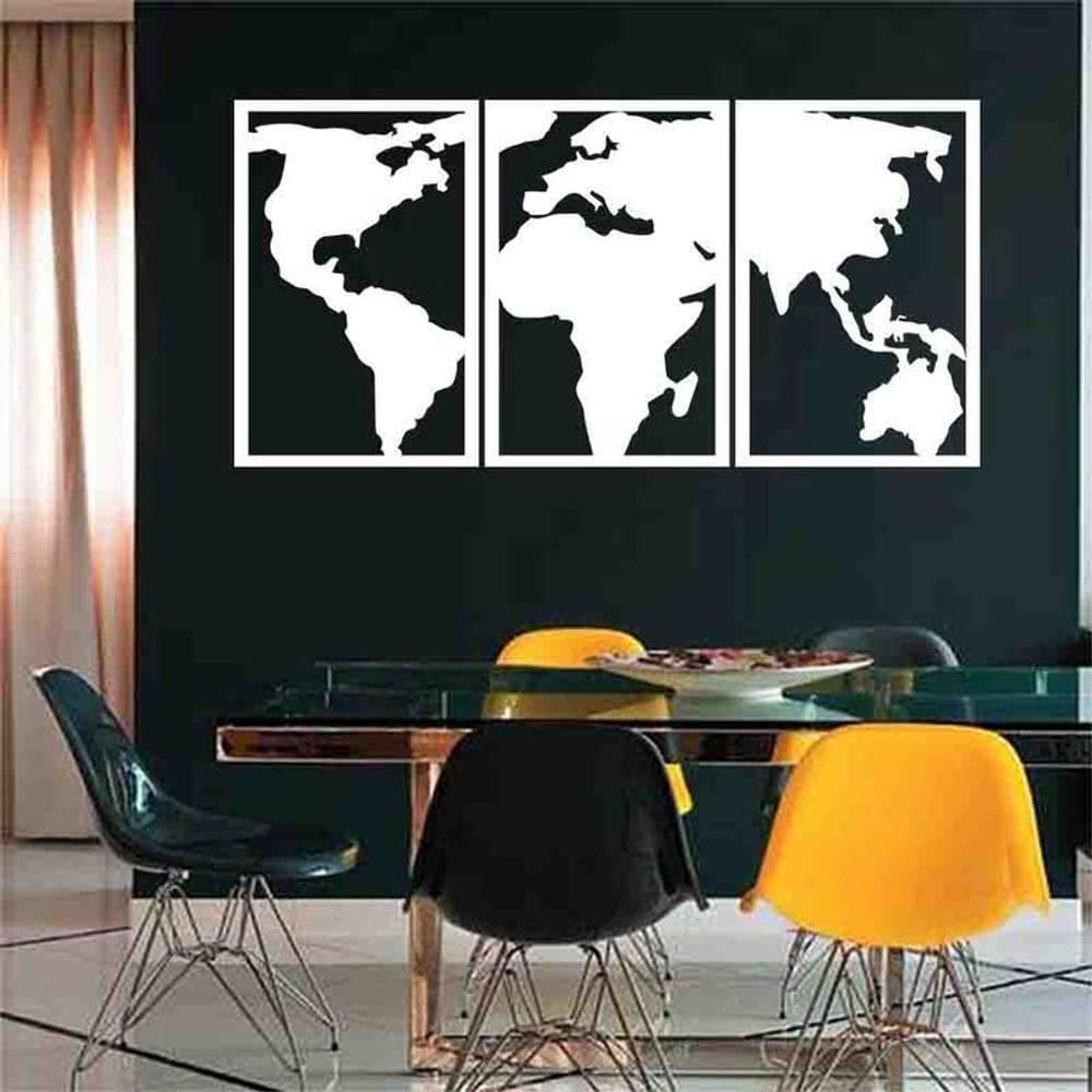 Quadro Decorativo Vazado Mapa Mundi MDF 3mm Marrom