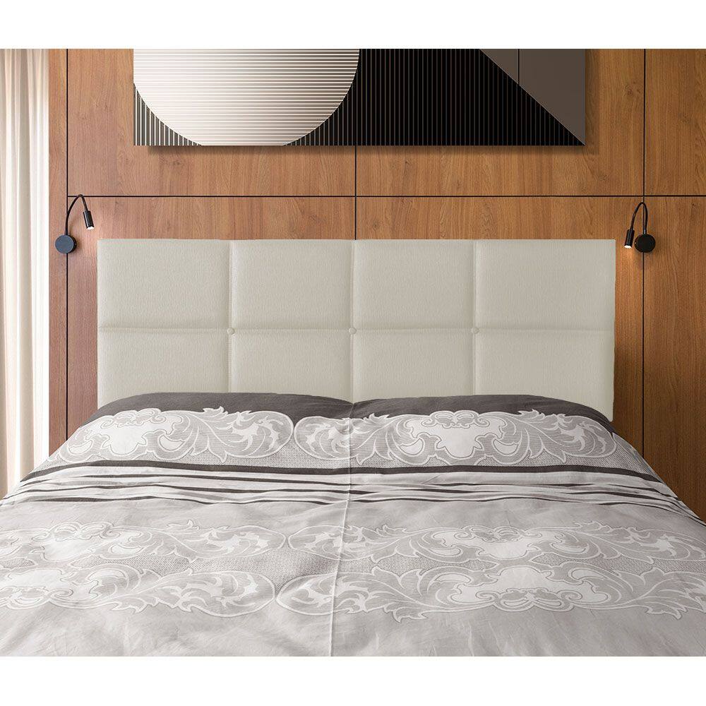 Cabeceira Painel Cama Box Casal Estofada Belize Linho Crú