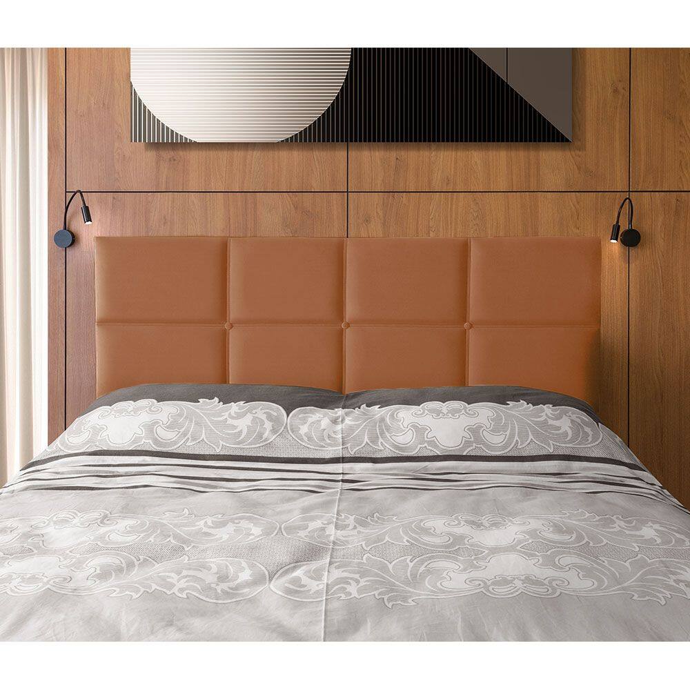 Cabeceira Painel Cama Box Casal Estofada Belize Veludo Terracota