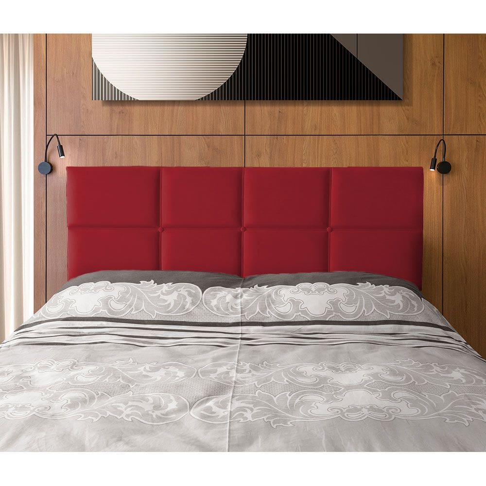 Cabeceira Painel Cama Box Casal Estofada Belize Veludo Vermelho