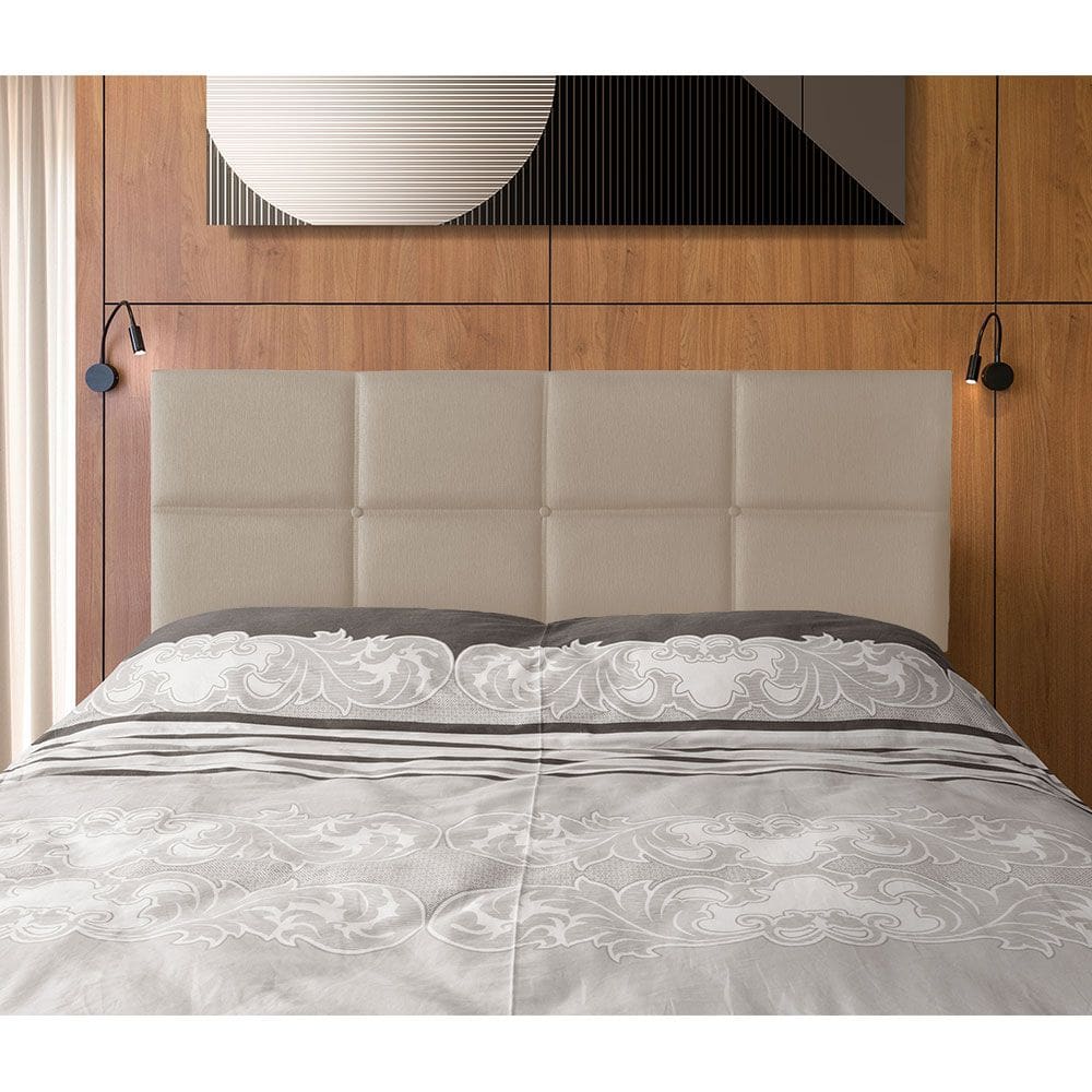 Cabeceira Painel Cama Box Queen Estofada Belize Linho Capuccino